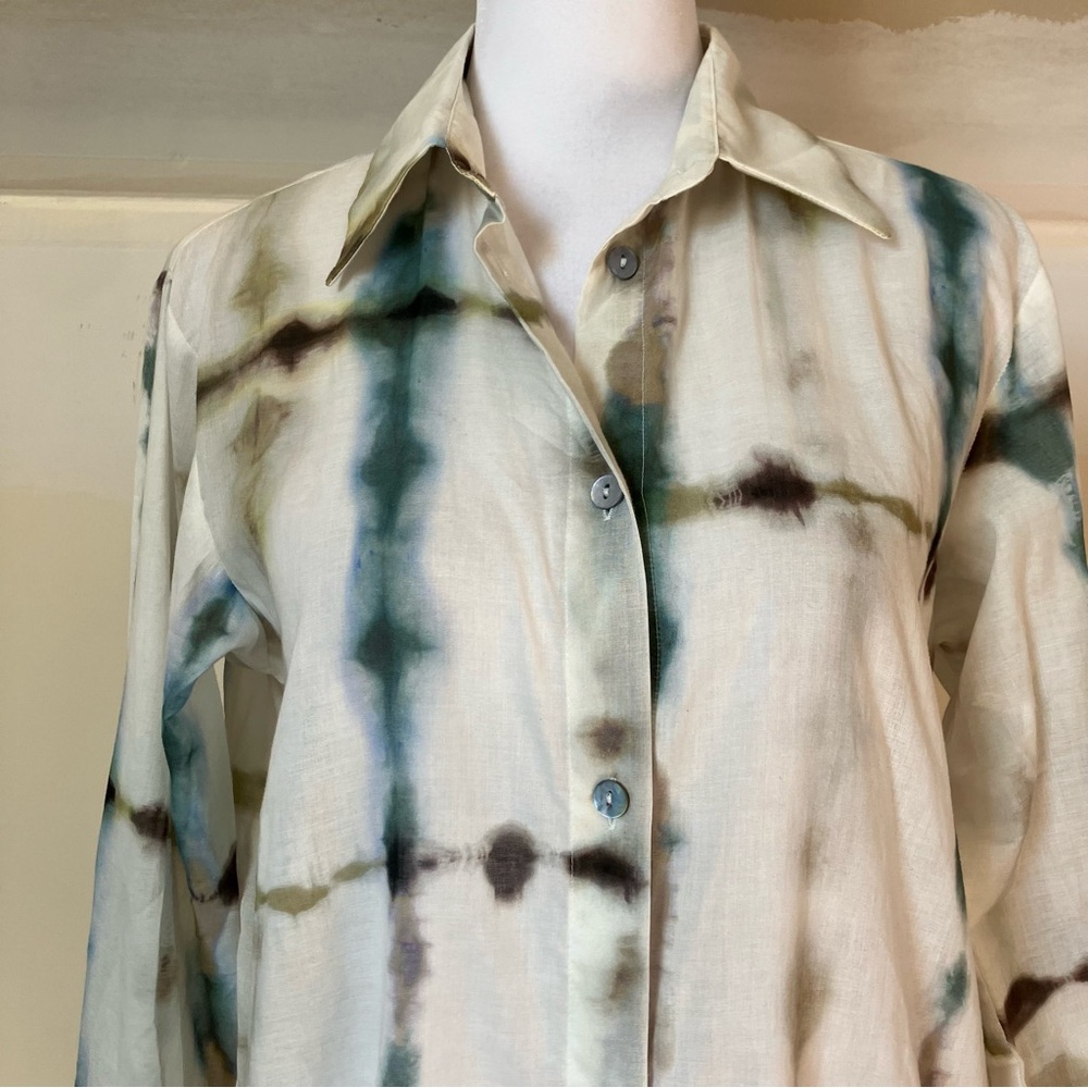 Massimo Dutti Tie Dye Cotton Button up Blouse size 2 - Picture 4 of 8